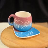 ست تک نفره ماگ و زیرماگی سرامیکی فانتزی طرح نهنگ